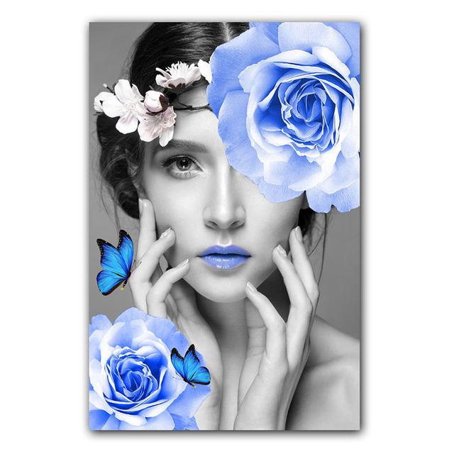 

Скандинавская мода фигура картина маслом лицо модели черно-белое искусство холст картина маслом коридор офис украшение дома фреска без рамки 21*30cm No Frame