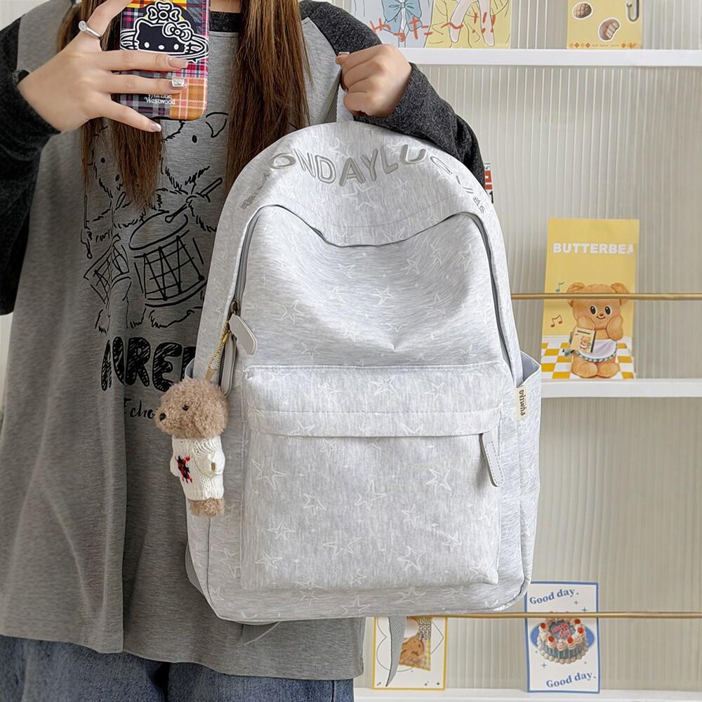 Schoolbag New Japanese Star Printed Backpack Female Student School Bag Lightweight Large Capacity Cute Plush Bear Backpack