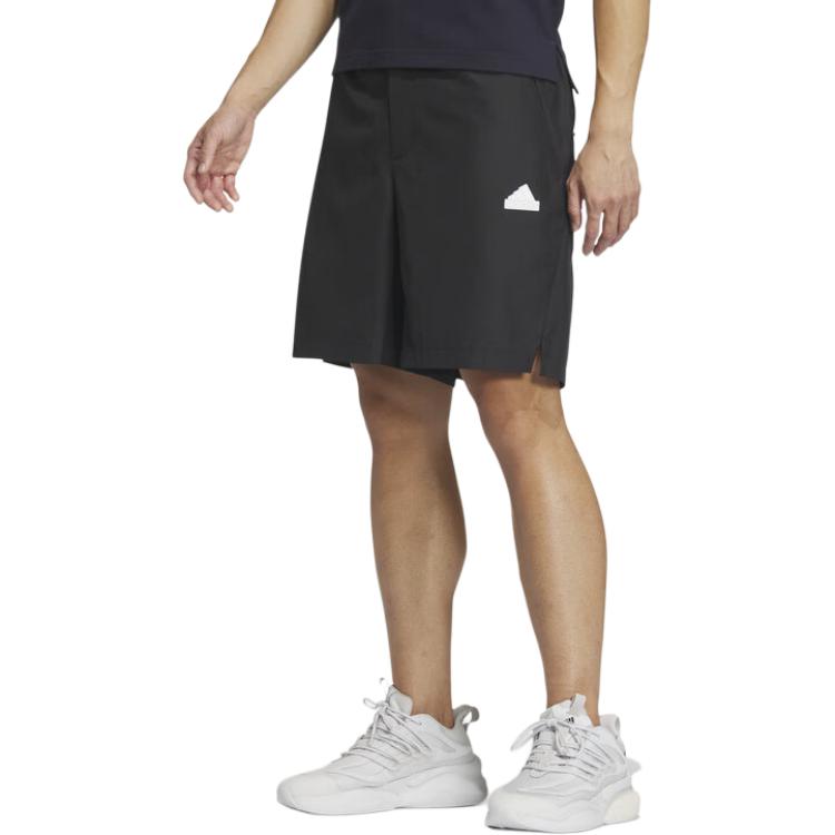 adidas Solid Color Zipper Breathable Woven Sports Shorts Men Shorts Black IT1885