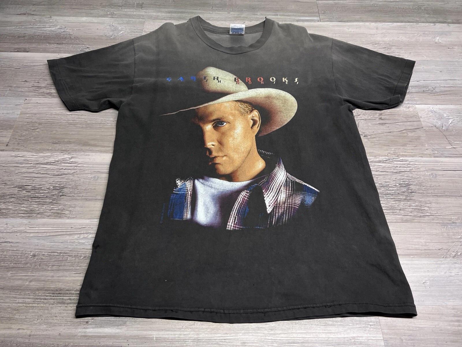 Vintage Garth Brooks Country Big Face T-Shirt Gradient Sun Faded Single Stitch L XL