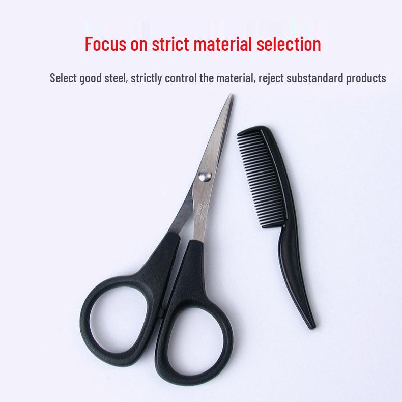 

Stainless Steel Round Tip Beard Scissors & Black Comb Set for Trimming Beard, Eyebrows, Nose Hair