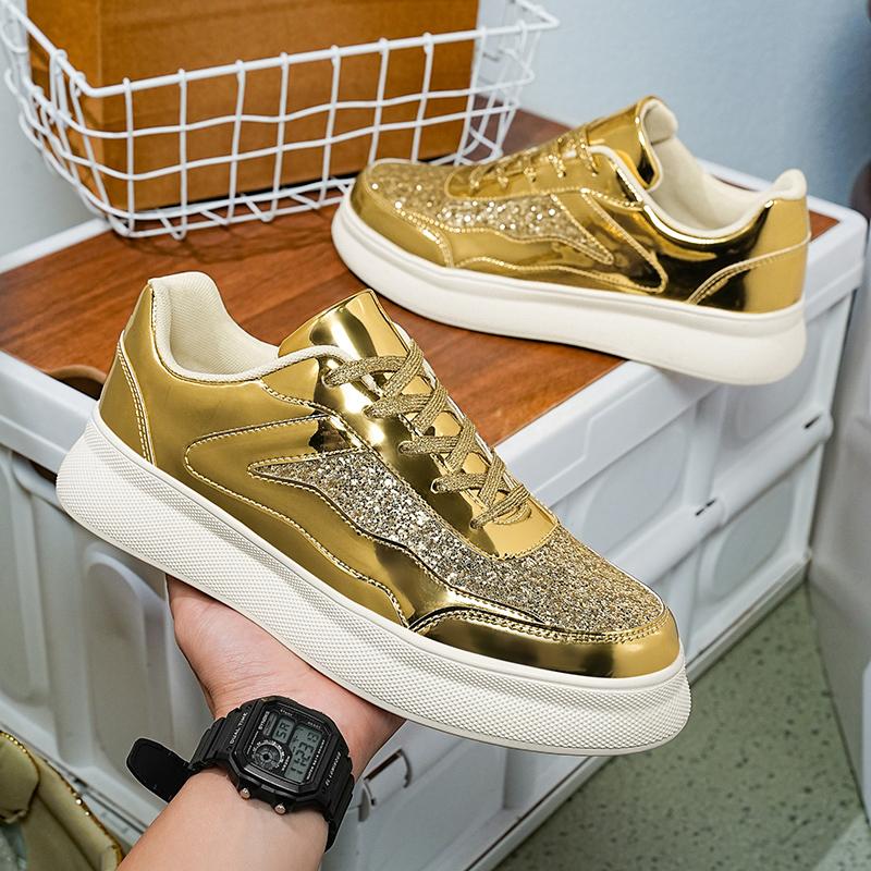 Men's and Women's Universal Gold Sports Shoes Luxury Brand Men's Skateboarding Shoes Comfortable Street Walking Shoes