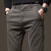 Autumn Brown Trousers Thickened Elastic Slim Straight Business Casual Pants Fashion Korean Brand Clothes