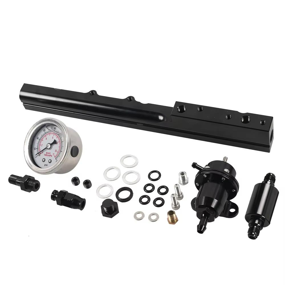 

Fuel Pressure Regulator Gauge Fuel Rail Kit Fit For Acura/Honda Integra Civic B16 B18 B20 Si LS GSR B-Series Aluminum Black чёрный