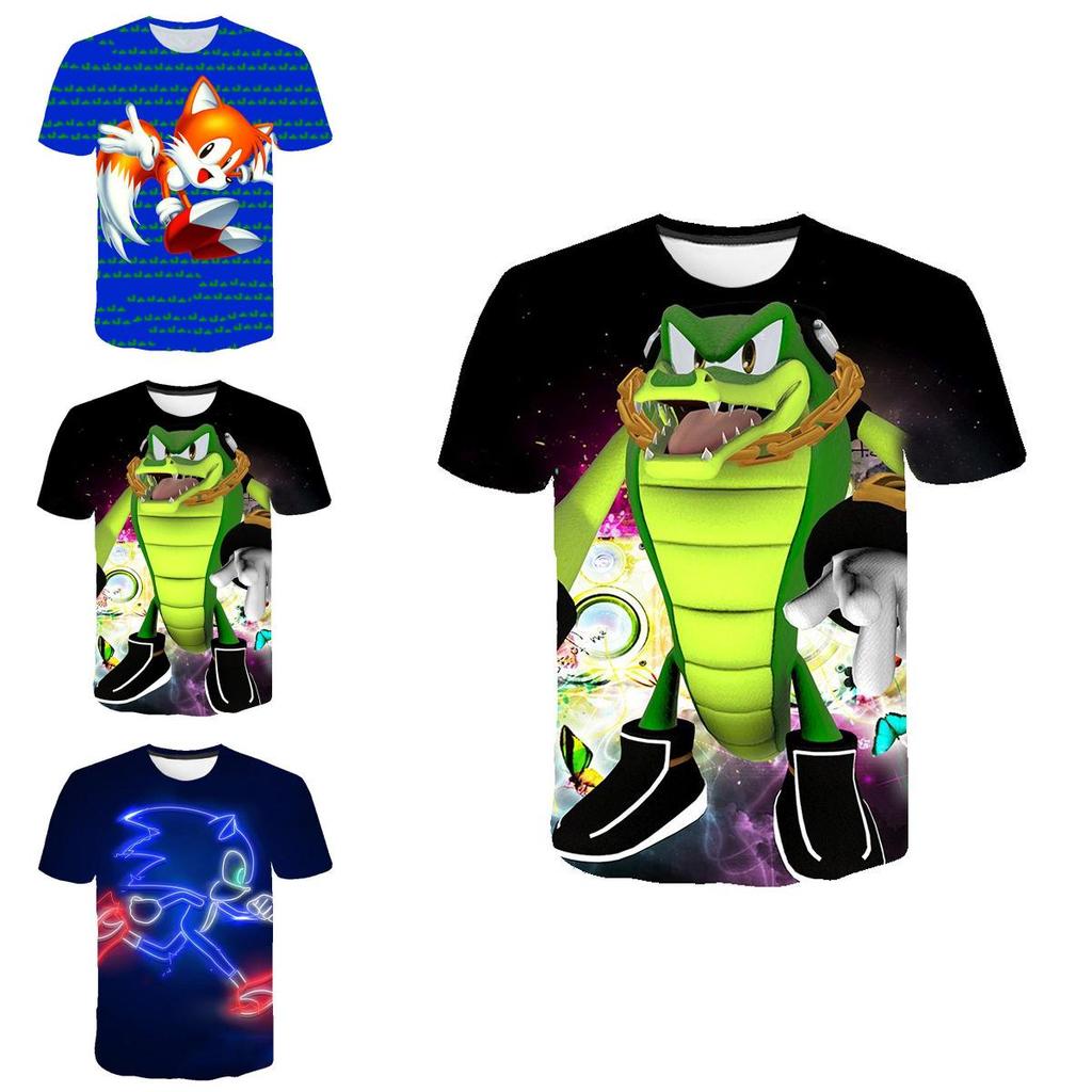 Stylisches Sonic The Hedgehog Kinder T-Shirt Mit Buntem Cartoon-Design Für Jungen Und Mädchen