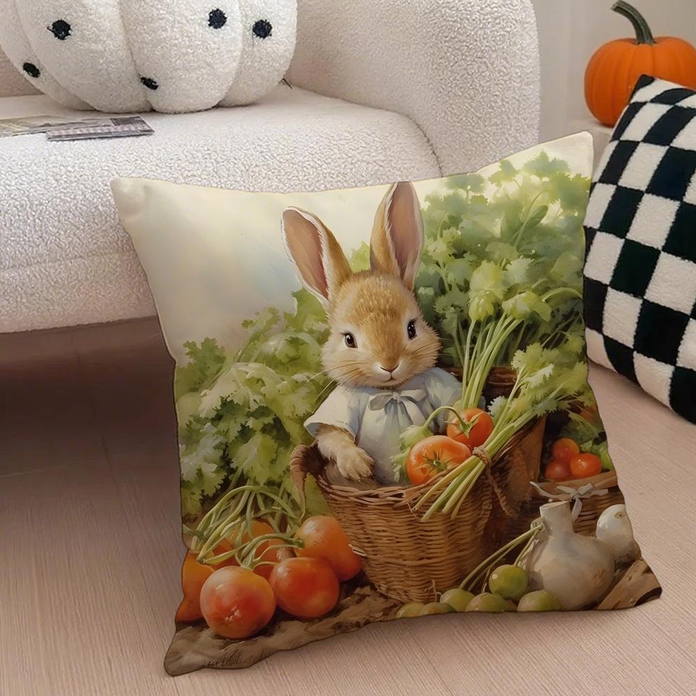 Classic Cute British PPeter Rabbit Cushion Cover Throw Pillow Cover Hidden Button Durable Polyester Chair Cushion