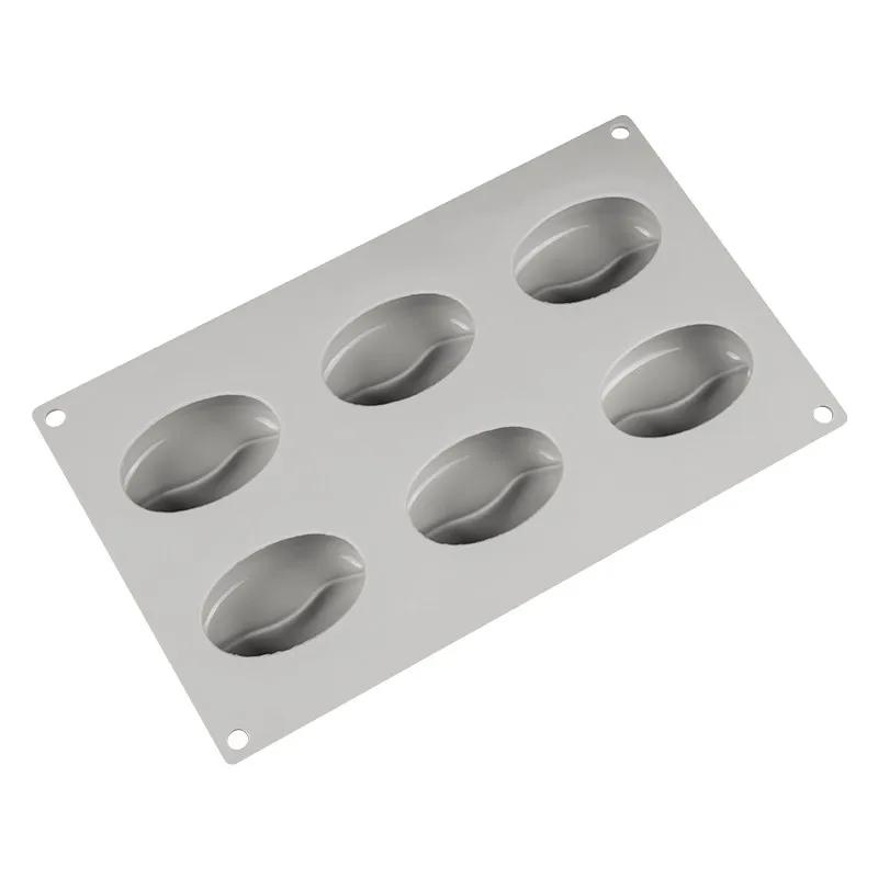6 komor 3D Silikonová forma na ledové kostky Kávové zrno Forma na zrnka Cukroví Fondán Mousse Dort Mléčná čokoláda Dezert Mýdlo Vosk Formy