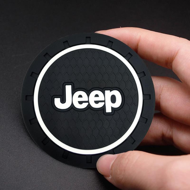 1/2pcs Car Cup Mat Anti-slip Bottle Holder Coasters Car Accessories for Jeep Grand Cherokee Wrangler Renegade Compass Patriot Liberty