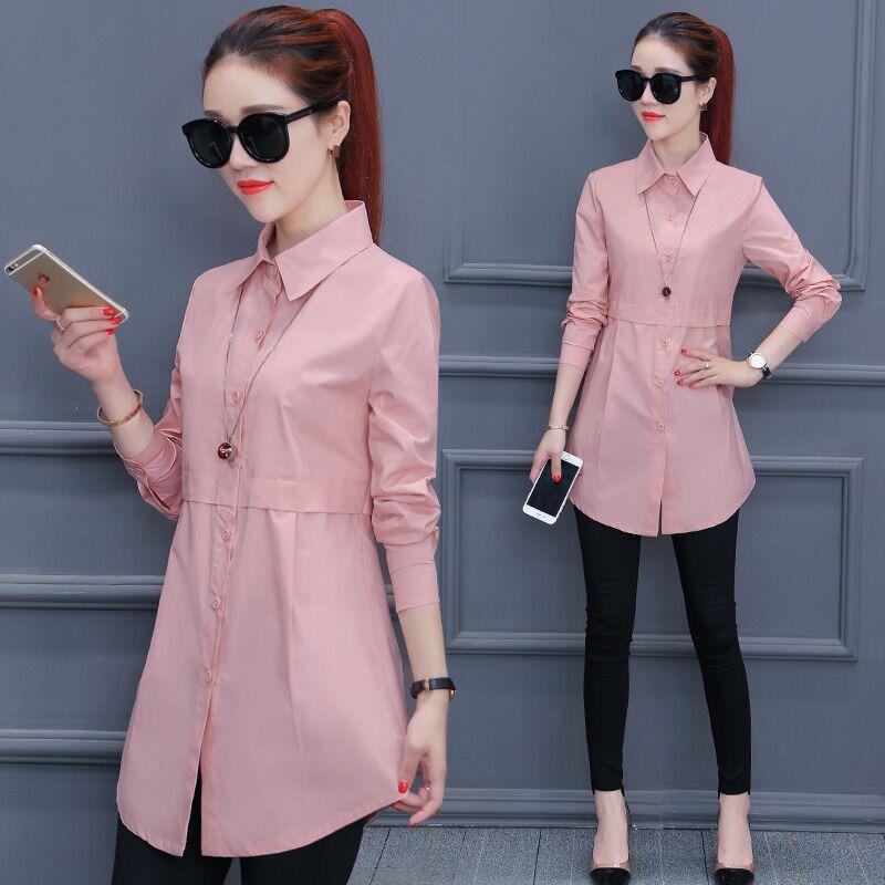 Damen College-Stil Einfarbiges Revers Langarmhemd für Herbst und Winter