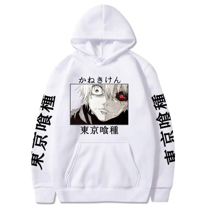 Anime Hoodie Ken Kaneki Graphic Print Streetwear Casual Sweatshirt Men Fall