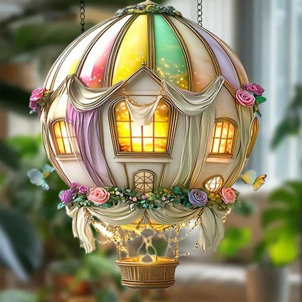 Hot Air Balloon Sun Catcher, Floral Window Perfect Day Choice Decoration, Ideal Romantic Valent A8X5