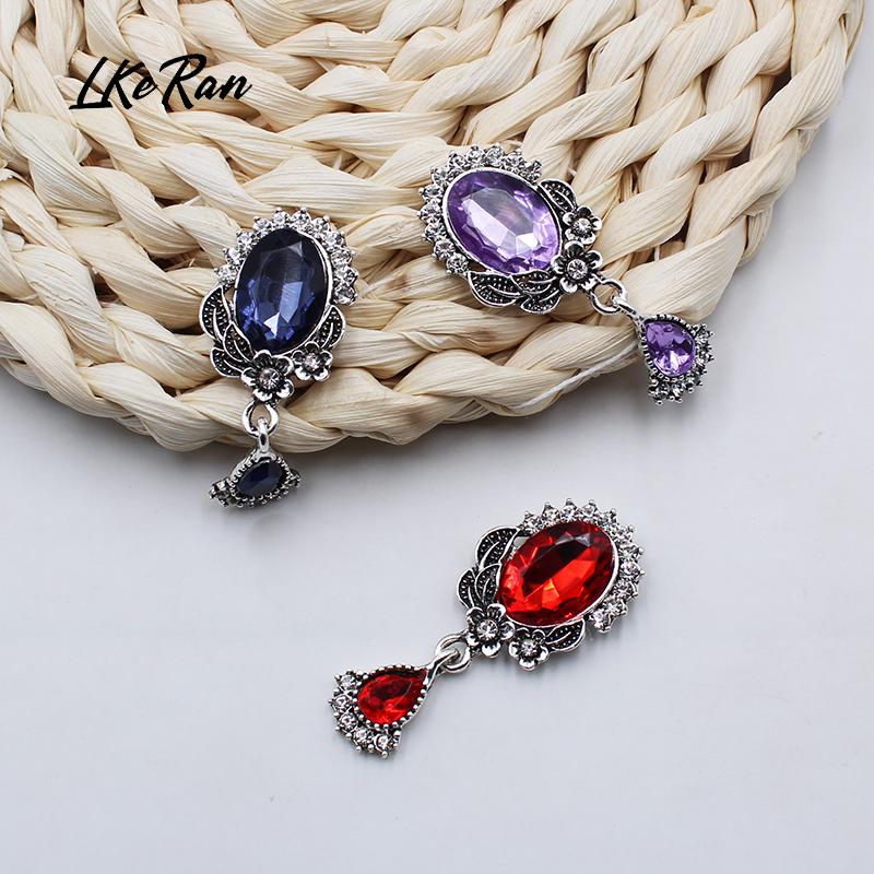 10Pcs 22*52MM NEW Retro Oval Brooch Of Acrylic Rhinestone Buttons Wedding Decoration Party Jewelry Creative Wine Glass Pendant