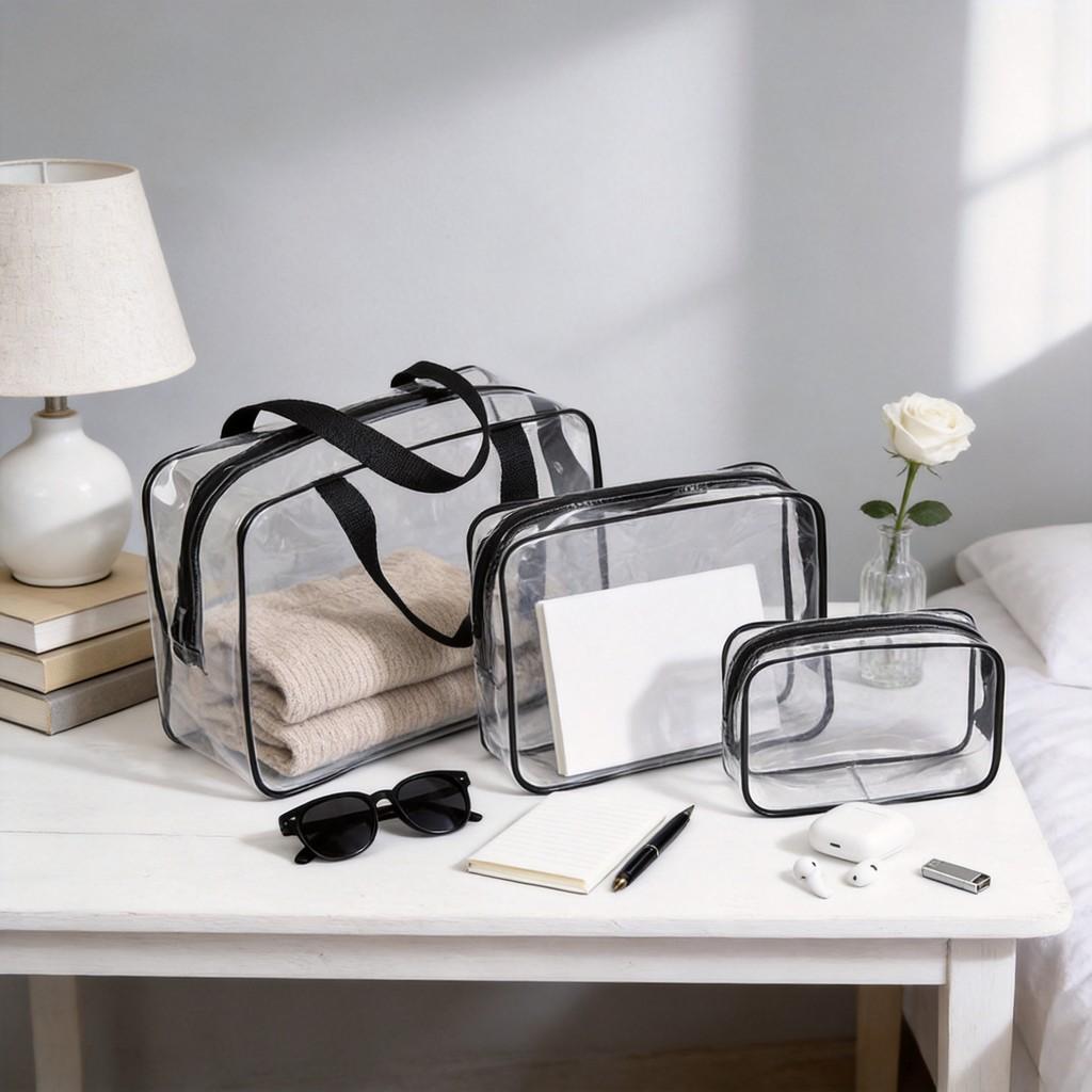 Modern Pvc Travel Makeup Organizer Set With Waterproof Multipurpose Storage For Home Use