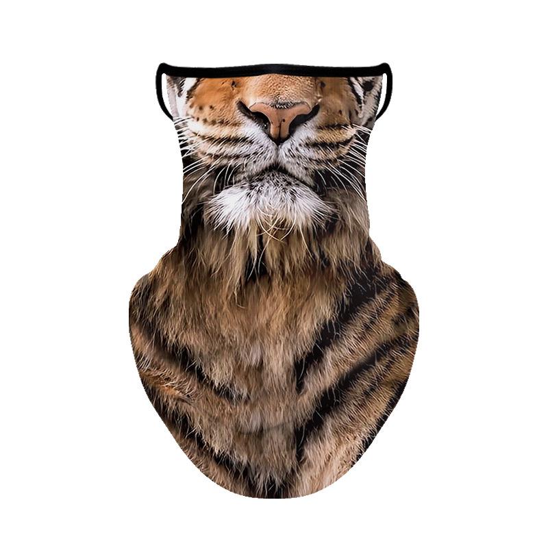 

Маска для лица животное TikTok: Уличный солнцезащитный бафф на шею с креплением за уши для велоспорта, ледяной шелк, дышащий, готов к лету One Size