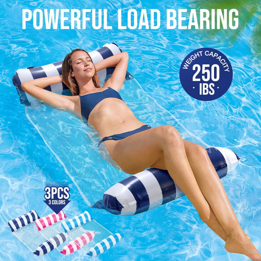 Livhil Set da 3 amache galleggianti per piscina, materassini gonfiabili per piscina, amache acquatiche, galleggianti per piscina per adulti