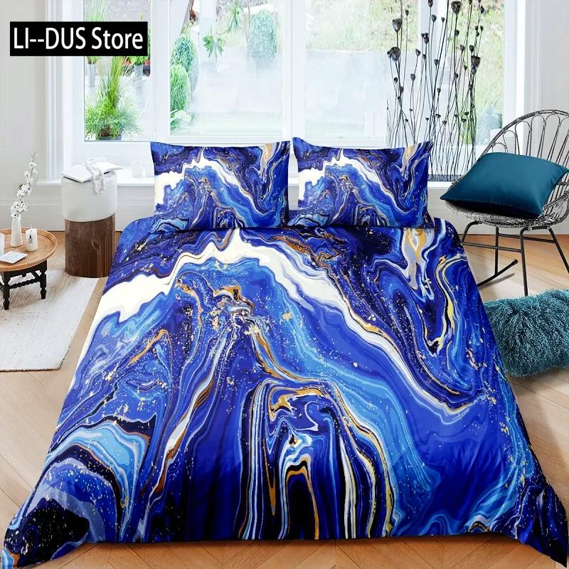 Nordic Marble Pattern White 3D Bedding Set Duvet Cover Pillowcase Bedclothes Single Twin Full Queen King Size POD Dropshipping