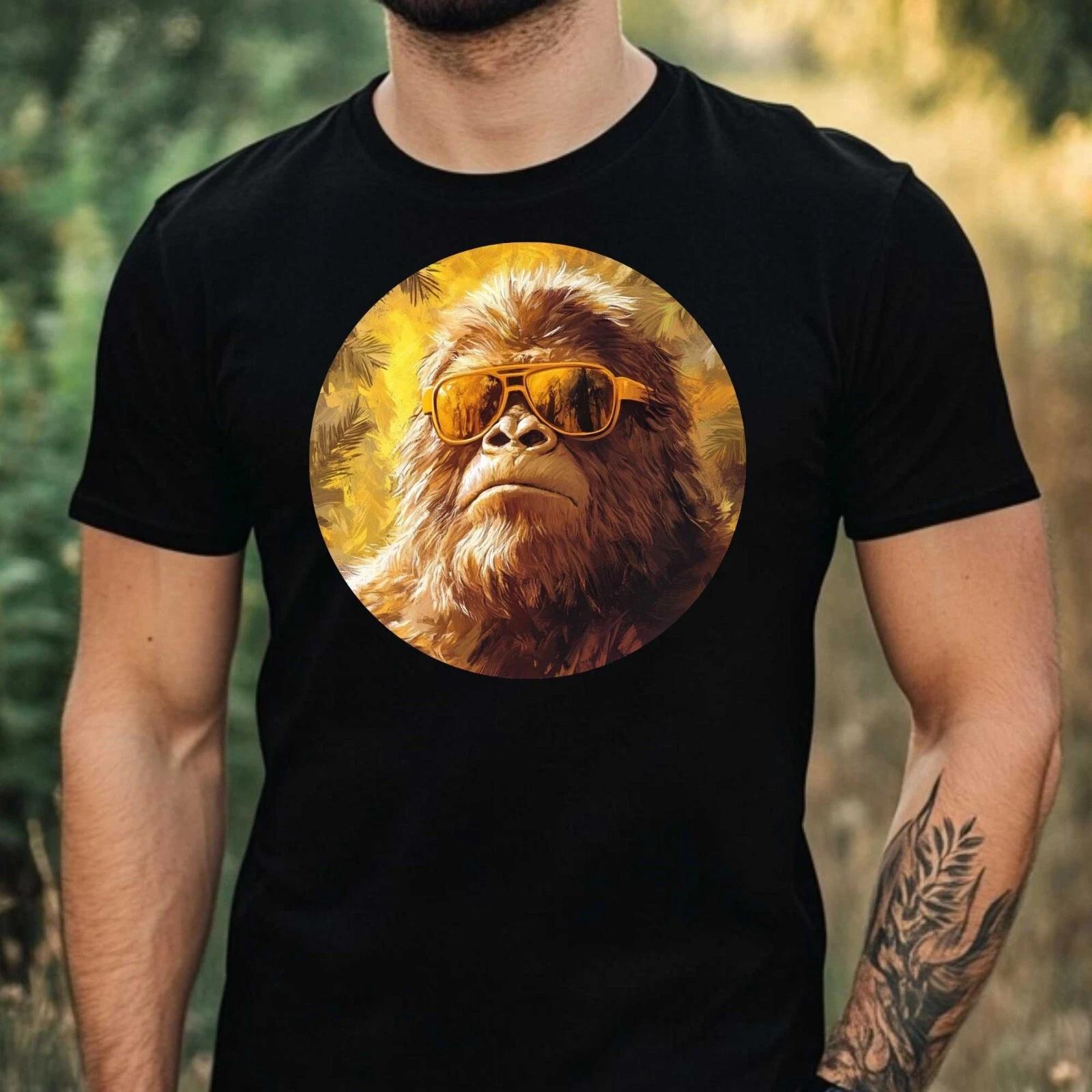T-Shirt Herren Bigfoot mit Sonnenbrille Motiv Baumwolle Größe XS bis 5XL XL