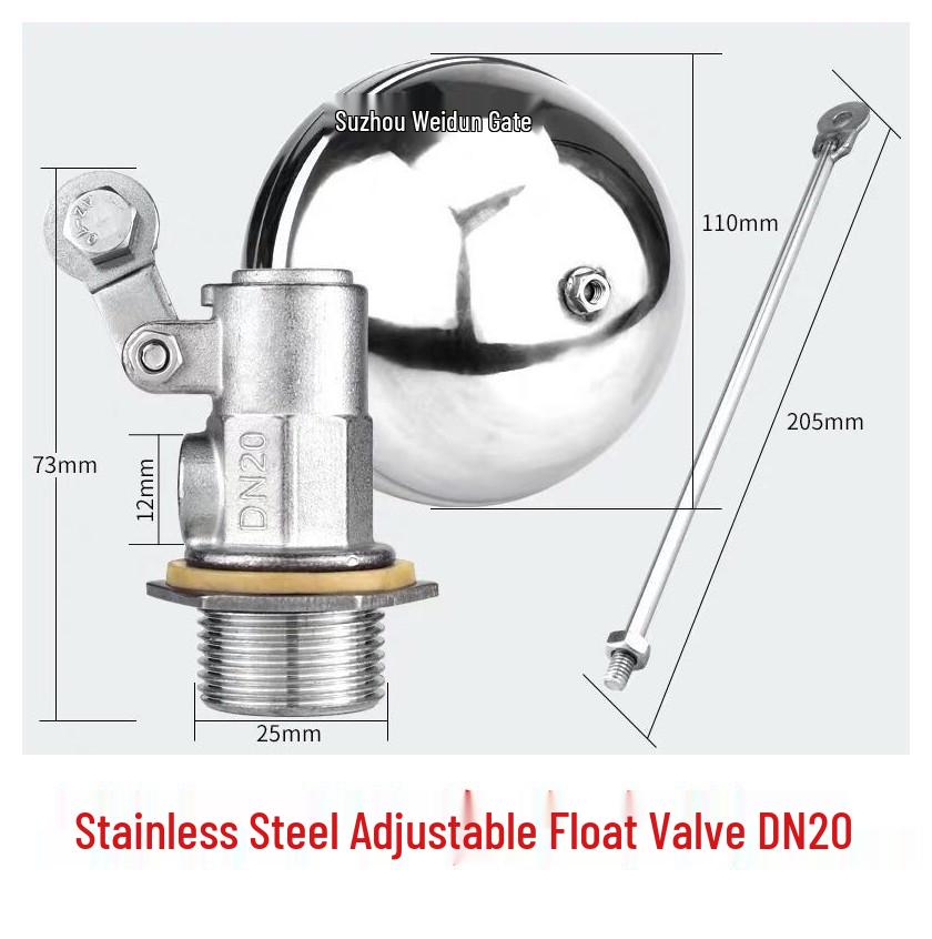 304 Stainless Steel Float Valve Water Level Controller for Tank/Tower, DN50 4-Point Inlet.
