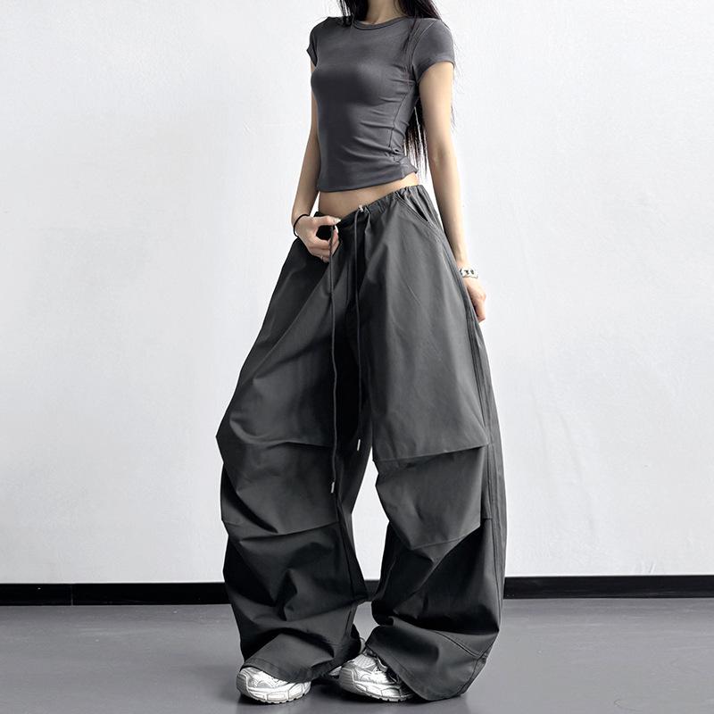 2026 Spring Women s Popular Outdoor Cargo Pants: Parachute, Wide-Leg, High-Street Style Extra Large
