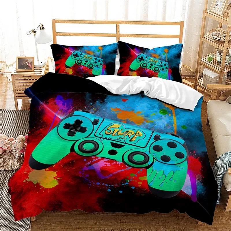 Gamepad Gamer  Video Games Comfortable Duvet Quilt Cover Pillowcase Bedding Set Children Bedroom Decoration Home Textile