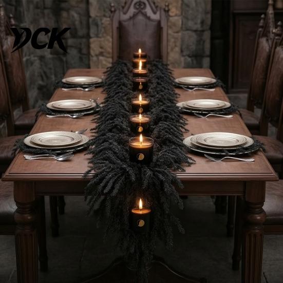 Haunted House Party Decorations Black Halloween Garland, Spooky Artificial Cedar Vine for Mantel Fireplace, Realistic Twisted Bionic Branch