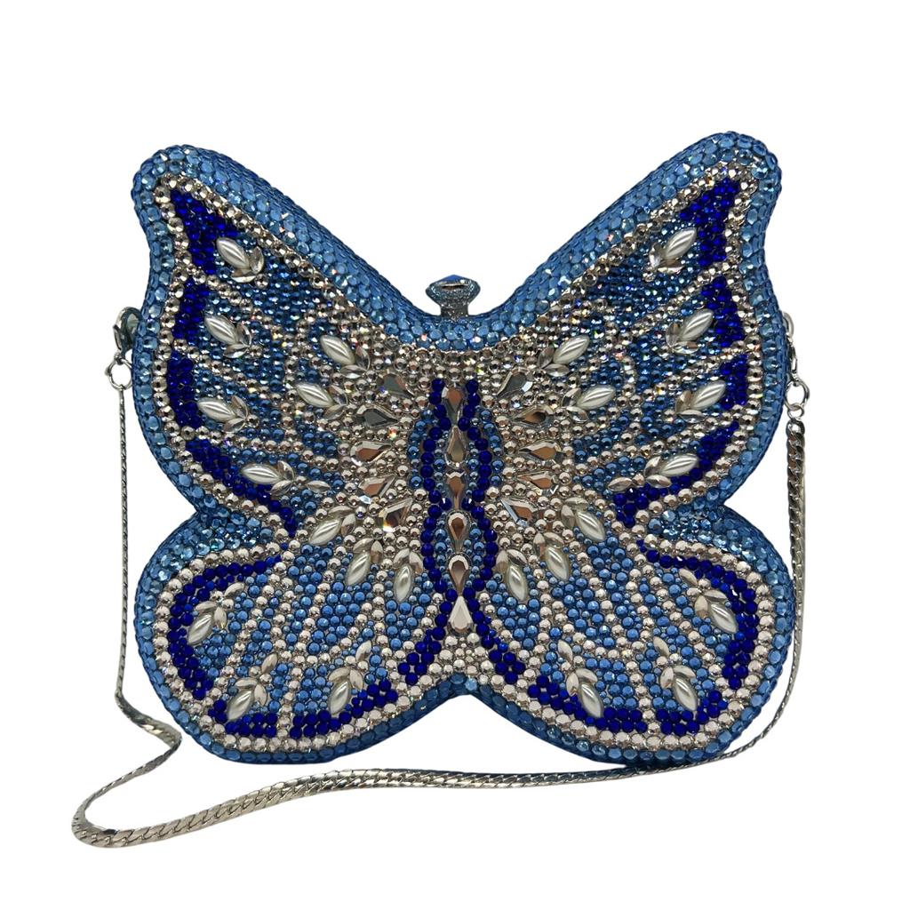Green Diamond Evening Clutch Little Butterfly Bling  Purse Silver/Gold Crystal Wedding Party Purses Bridal Handbags