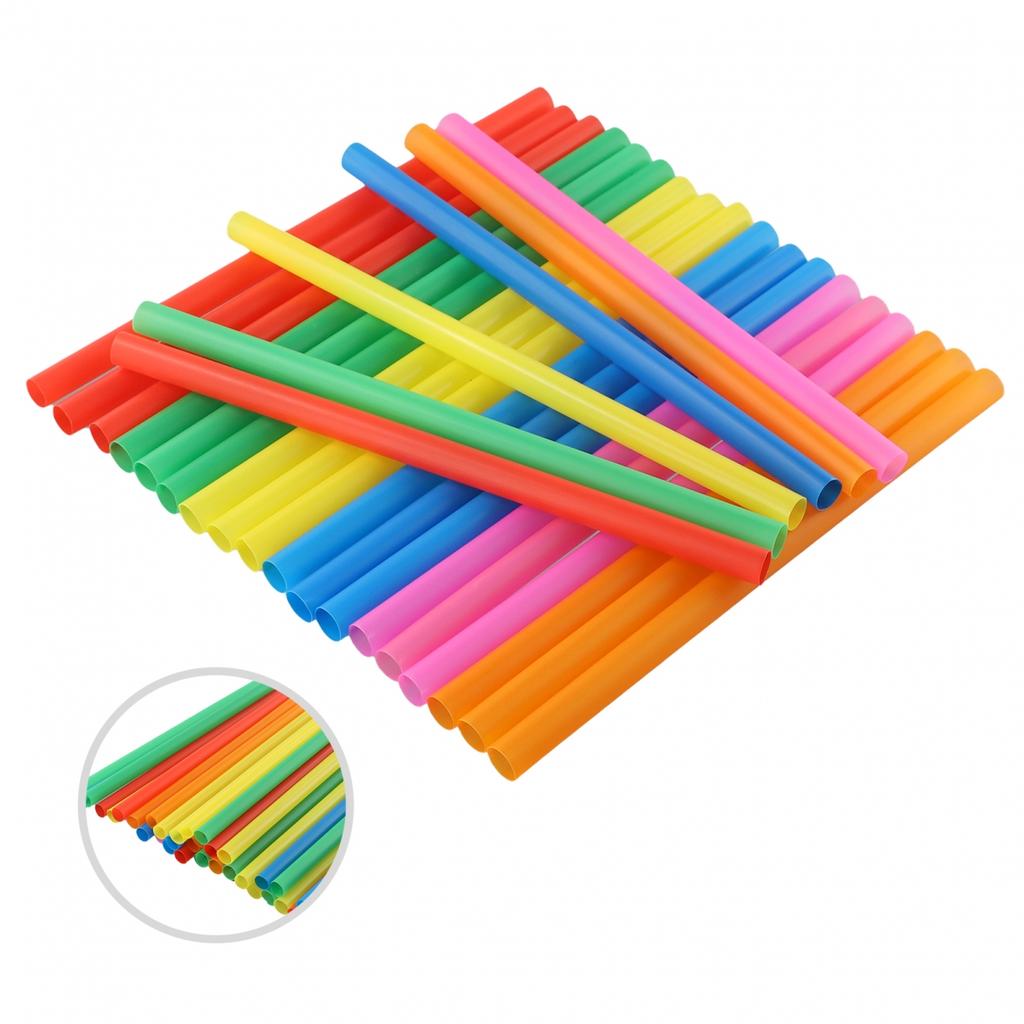 Colorful Straws Drinking Smoothie Flat End Multi Color Oversized