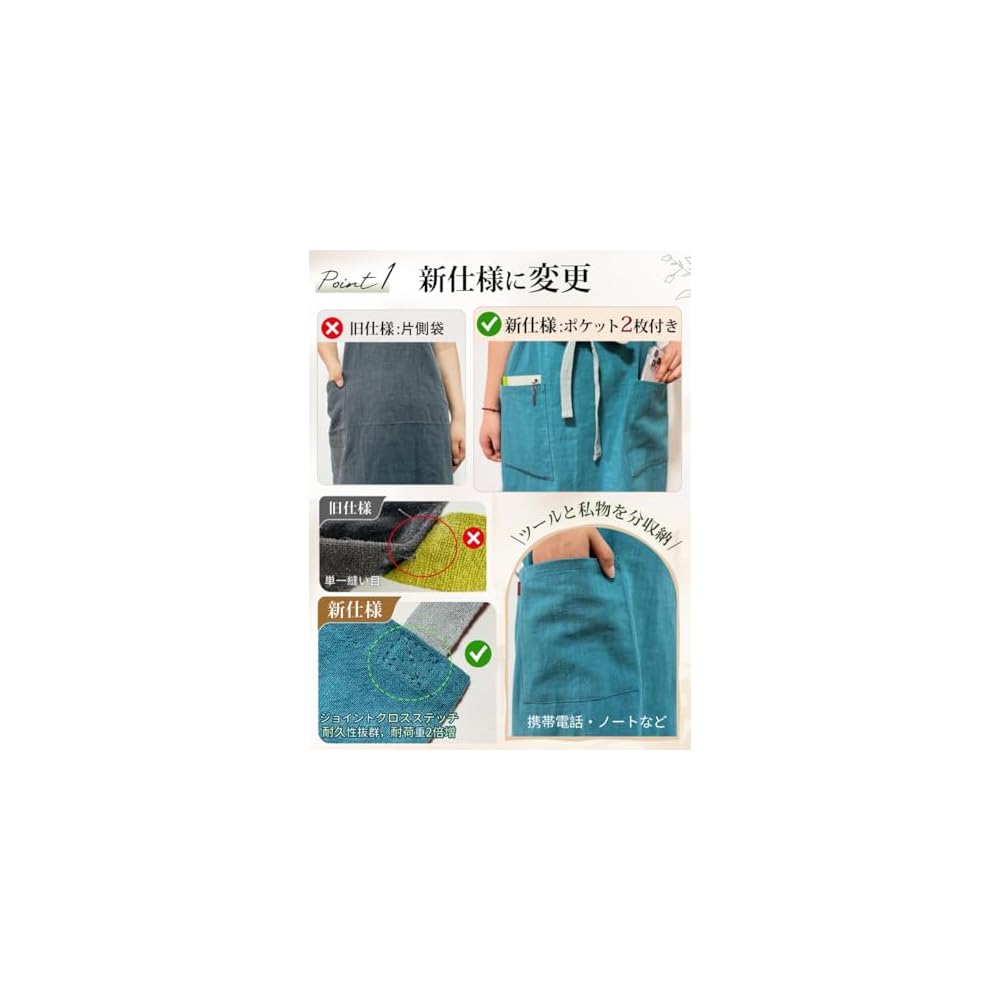 ASTRALA Apron for Women - Linen, Stylish, Scandinavian/Cafe Style, Plain, Simple, Covers Hips,