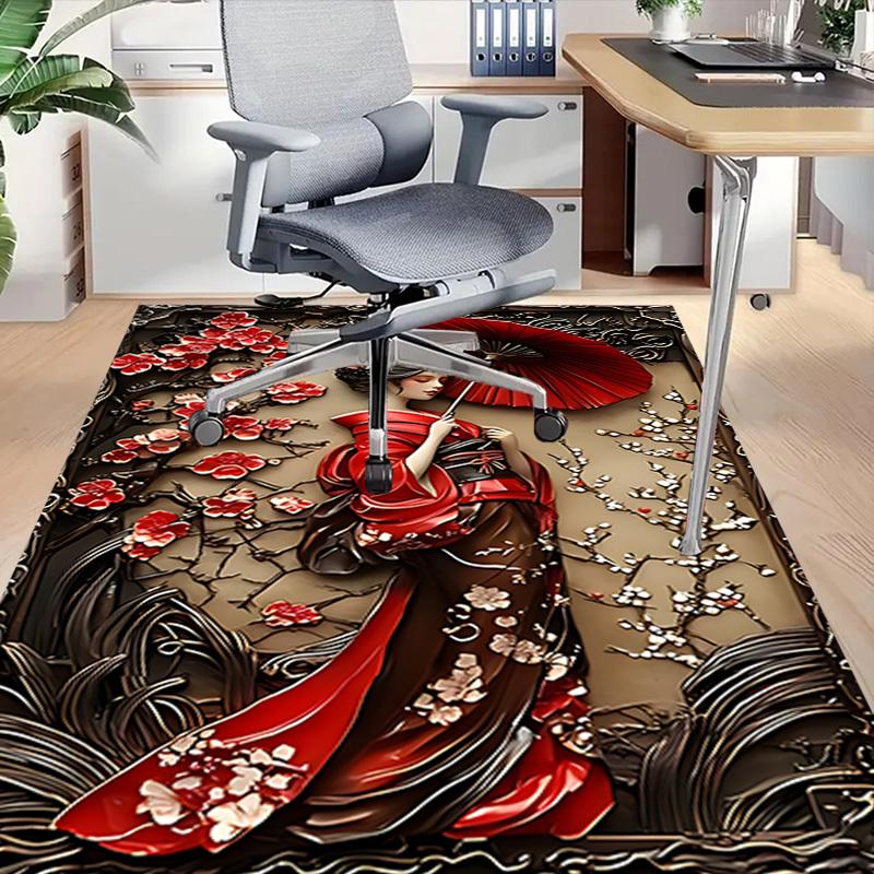 1PC cherry blossoms red kimono Carpet Ultra Soft, Thick & Absorbent, Non Slip Machine Washable Mat for Entryway