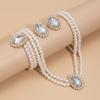 3Pcs/set French Elegant Elegant Multi Layer Imitation Pearl Jewelry Set 2025 Summer Party Wedding Gift Beaded Choker Necklace Earrings Sets for Women