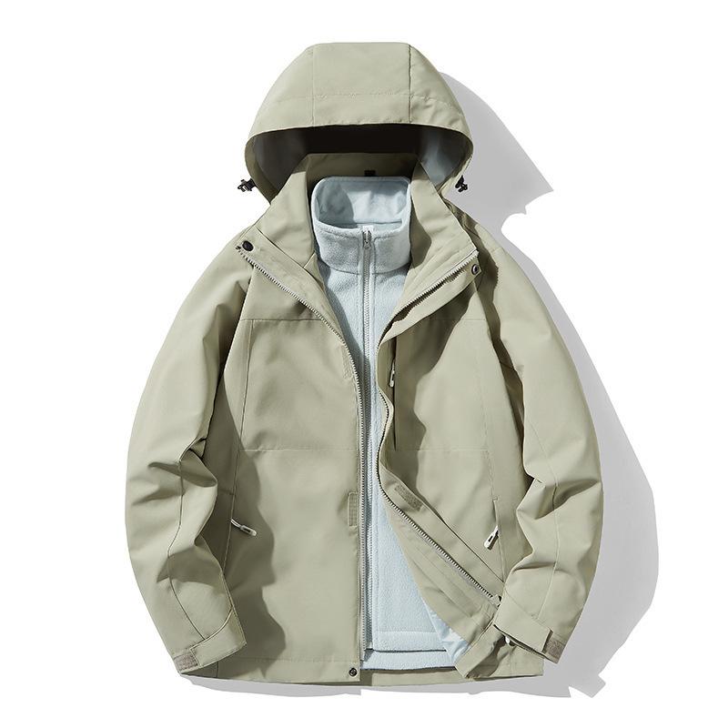 New Outdoor Jacket for Women, Windproof and Waterproof Three-in-one Detachable Two-piece Set, Thickened