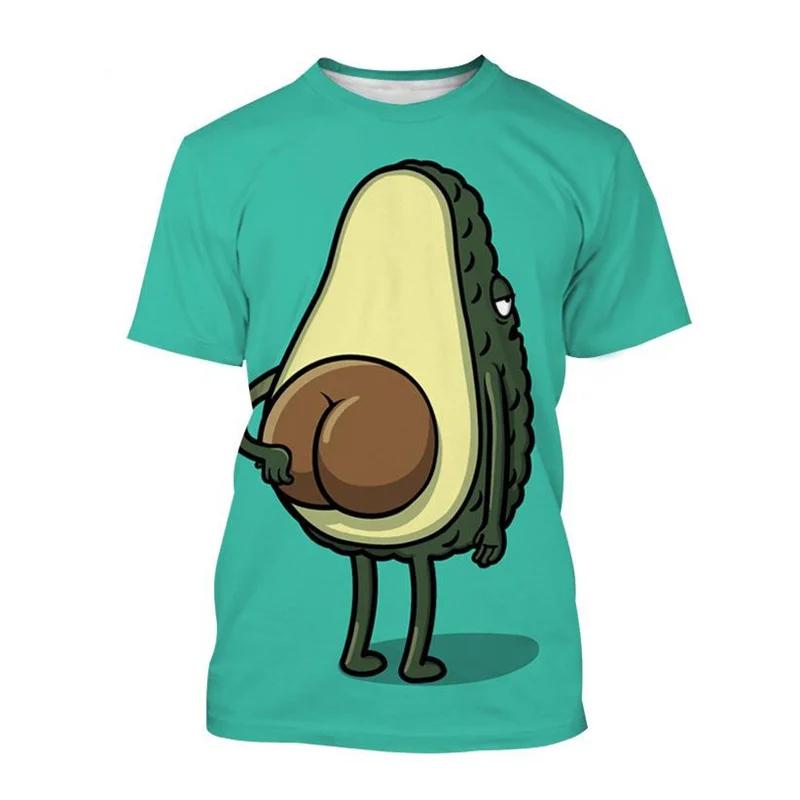 Summer Round Neck 3D Avocado Pattern Printed Top Fashionable Casual Short Sleeved Children's Boy and Girl Kids Unisex T-shirts