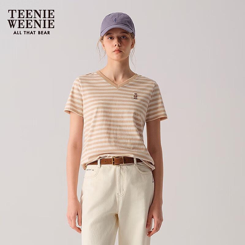 Teenie Weenie Cartoon Bear V-Neck Loose-Fit T-Shirt