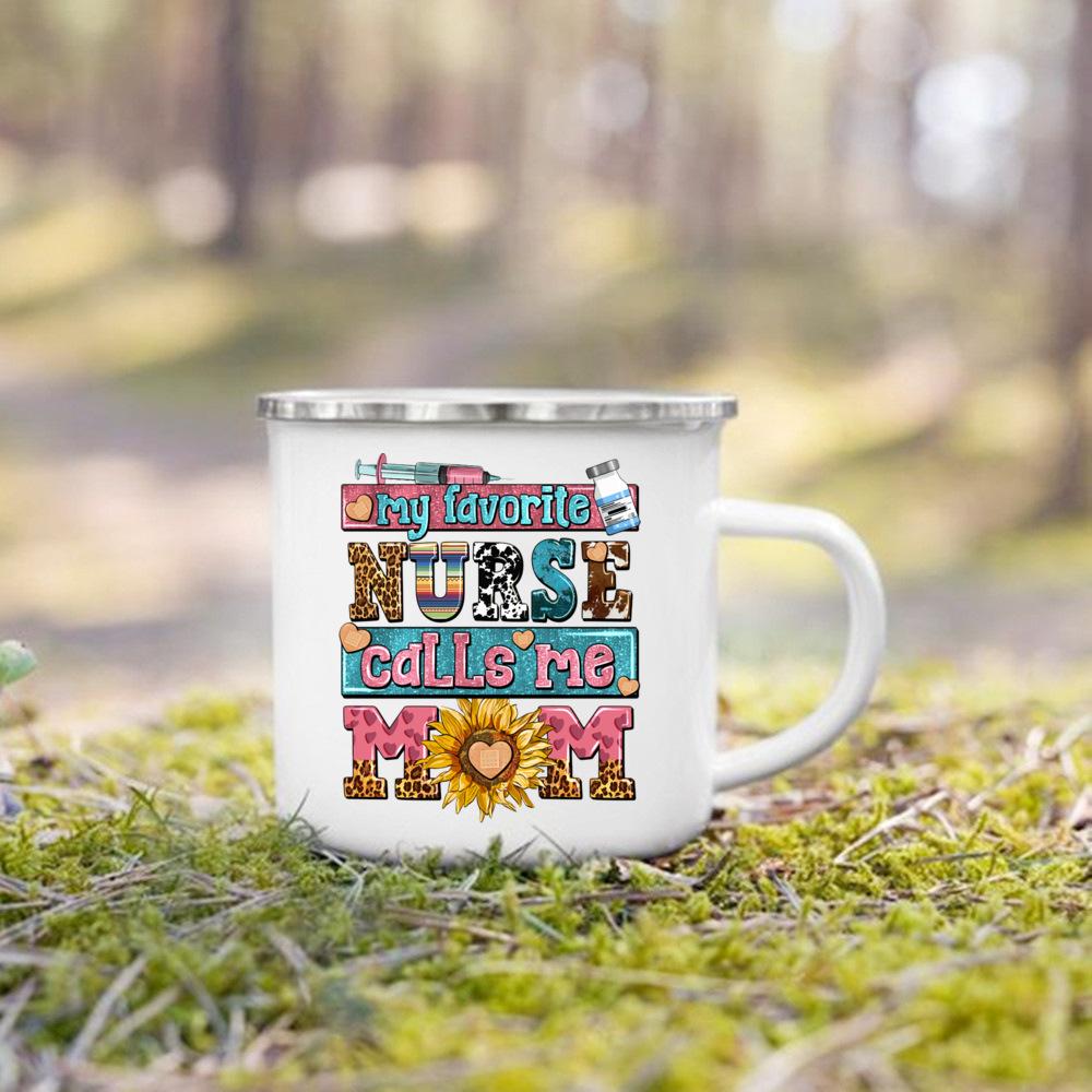 Nurse Life Print Mugs Enamel Mugs Creative Coffee Cups Drinks Dessert Breakfast Milk Cup Handle Drinkware Best Gifts for Nurse