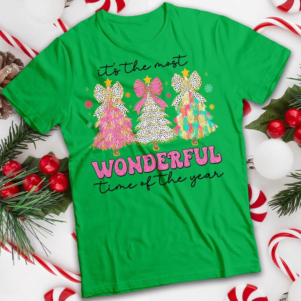 Mens and Womens Wonderful Time Of the Year Christmas Tree T-Shirt Tee #MC S