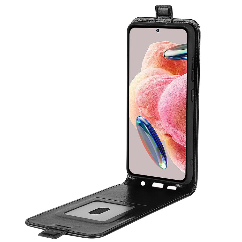 

Для Xiaomi Redmi Note 12 4G Вертикальний розкладний чохол для телефону Crazy Horse Texture Card Holder Захисний чохол із PU шкіри Black