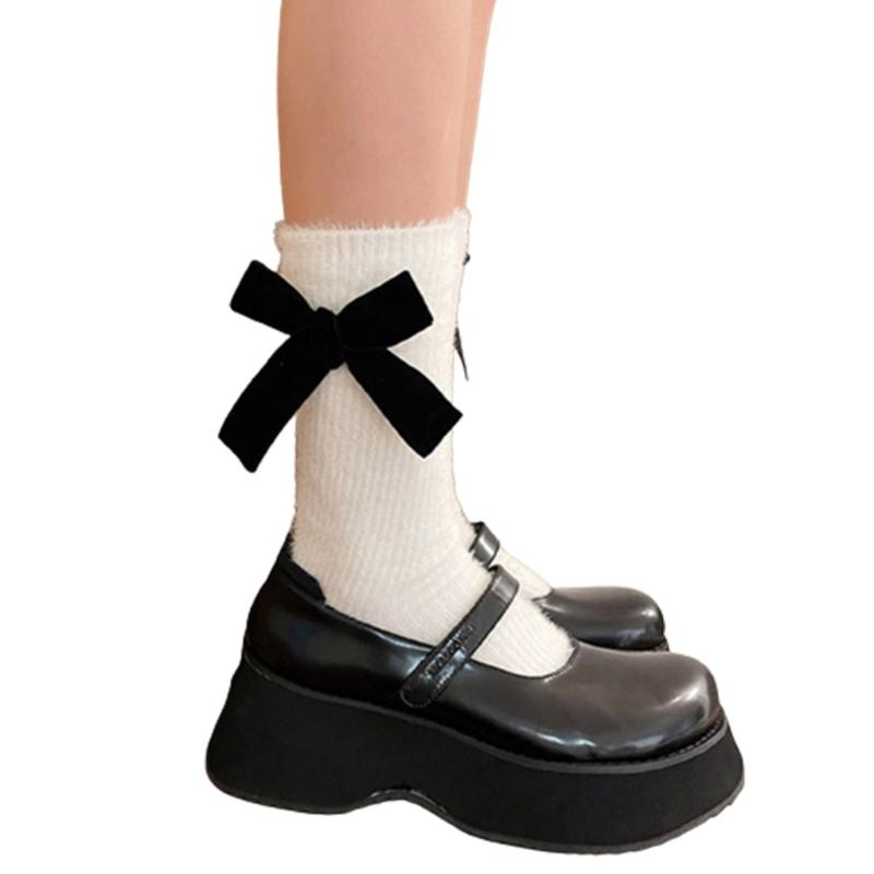 Cute Bowknot Socks for Women Middle Tube Sock Stylish Princess Dress Socks with Delicate Detail