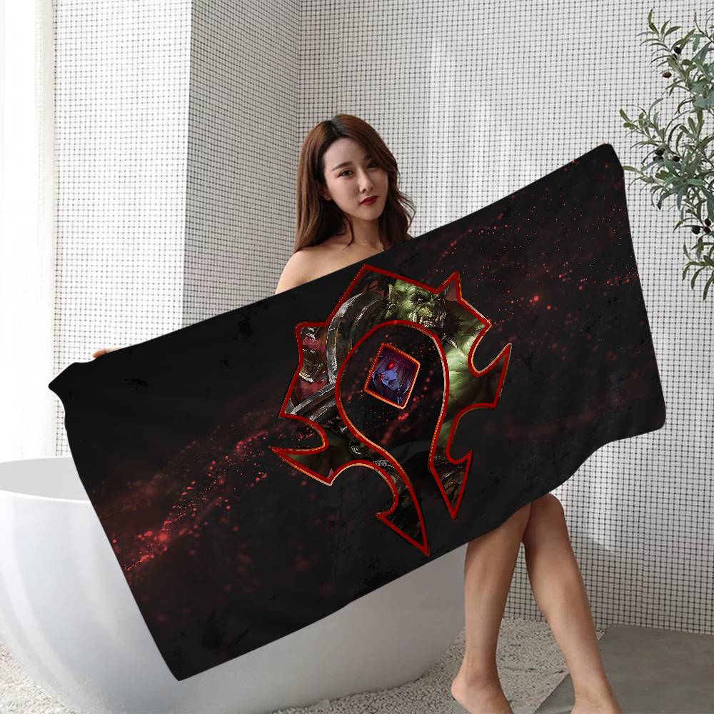 W-World-Of-Warcraft Epic-Fantasy-MMO Microfiber Printed Beach Towel Mountain Climbing Yoga Beach Running Absorbent Soft Towel