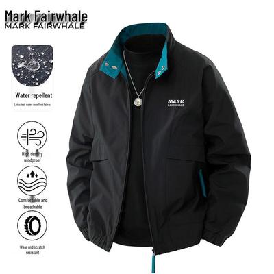 Mark Fairwhale Men's Stand Collar Color-Block Windproof Jacket