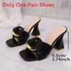 Style Square Toe High Heels With Metal Buckle For Summer Fashion Women