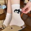 Korean Style Cartoon Animal Socks Women's Cute Mid-Calf Solid Color Panda Long Socks Breathable Moisture Wicking Casual Socks