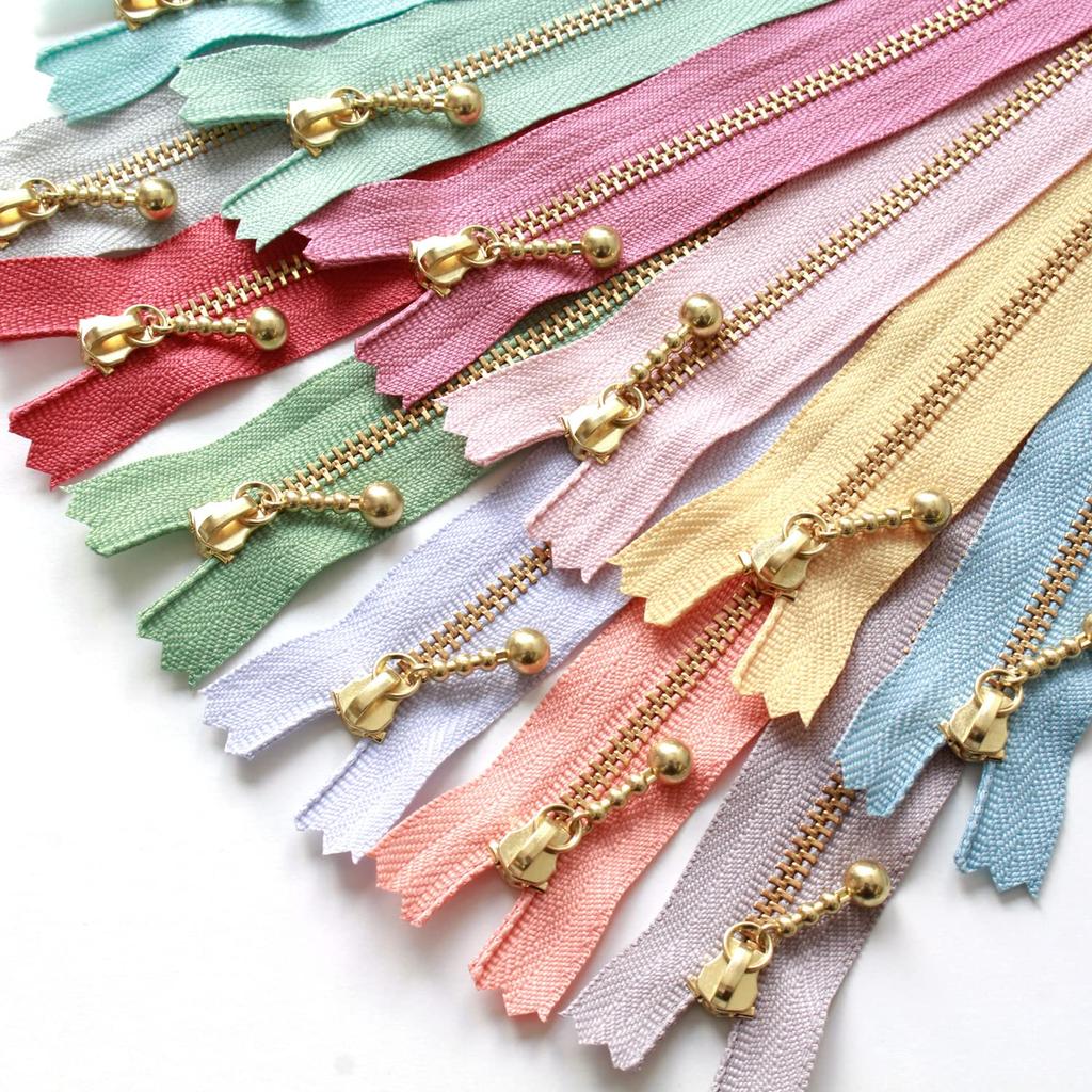 Nippon Chuko YKK Ball Nuance Zipper, Color, 20cm, Gold, 12-Color Set, 3G20-N12MIX