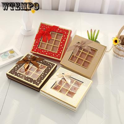 WTEMPO 3 Stück 25 Gitter Schokoladen-Süßigkeiten-Gebäck-Verpackungsbox mit Schleife Kreative DIY-Geschenkboxen Geeignet für Geburtstag Weihnachten Neujahr Valentinstag