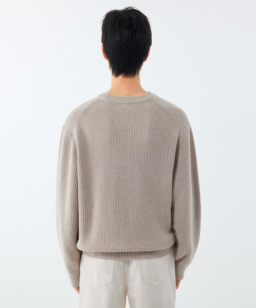 MUSINSA STANDARD Cotton Ribbed Crew Neck Knit [Oatmeal]