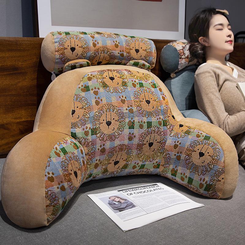 Retro Style Lumbar Support Pillow - Cushioned Headboard Backrest for Bed & Sofa