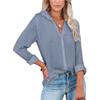 Women's Fashion Casual Buckle Long Sleeve Sleeve Slit Shirt Tops Solid Color