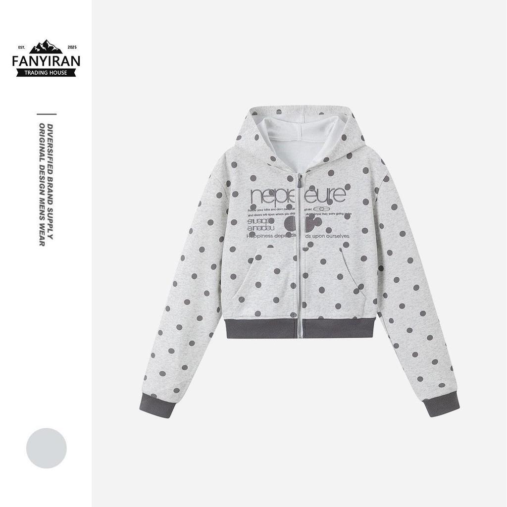 Beast Street Women's Retro Polka Dot Hoodie - American Style Casual Jacket