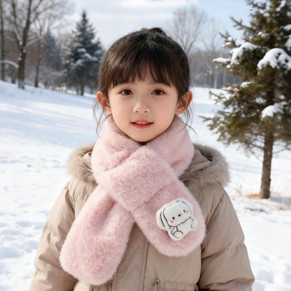 Cartoon Cross Neck Scarf Plush Shawl Scarves Cute Children Winter Scarf