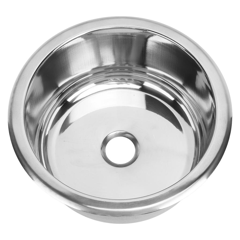 225x120mm 9 Inch RV Round Sink Wash Basin 304 Stainless Steel with 40mm Sewer Outlet for Boat Carava