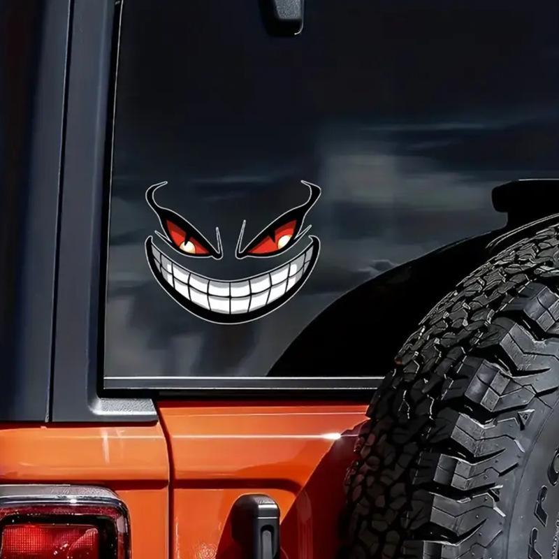 Waterproof Devil Smiley Car & Motorcycle Sticker - Cartoon Expression for Cross-Border Trade